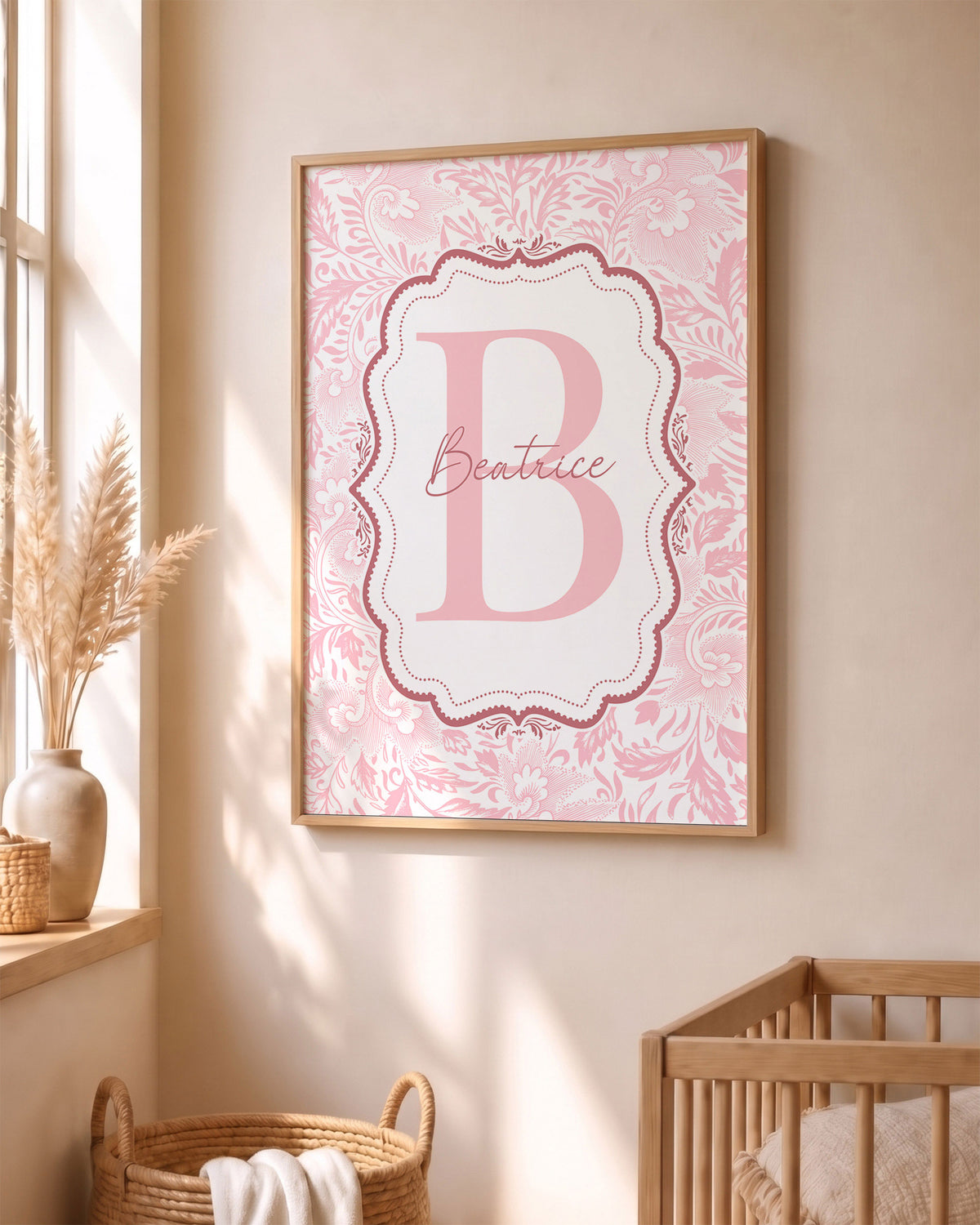 Quadro con Iniziale Personalizzata - Stile Damascato e Nome