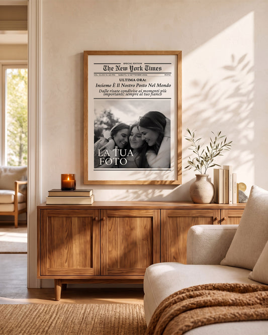 Quadro Prima Pagina Giornale Personalizzato con Foto e Titoli