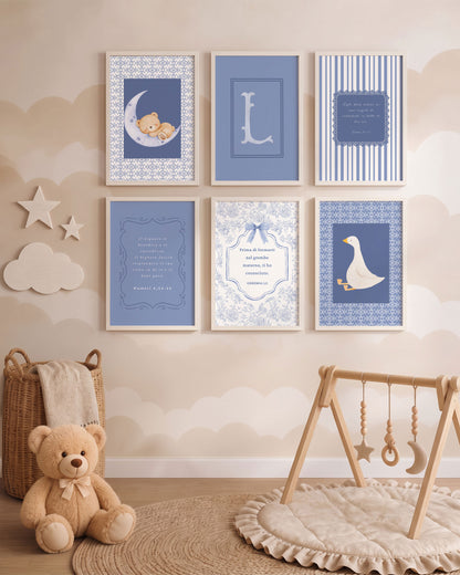 Set 6 Quadri Personalizzati - Iniziale, Animali e Versetti Biblici