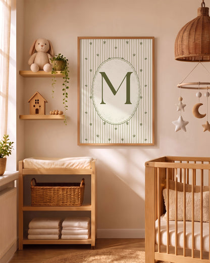 Quadro con Iniziale Personalizzata - Stile Classico e Fiocchi